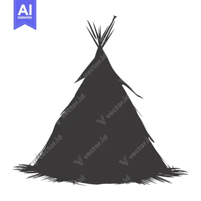 Premium design asset: A Black and White Silhouette of a Teepee