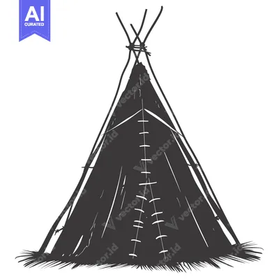 A Black and White Illustration of a Native American Teepee
