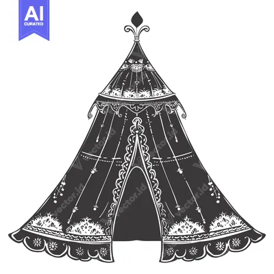 Ornate Black and White Tent Illustration