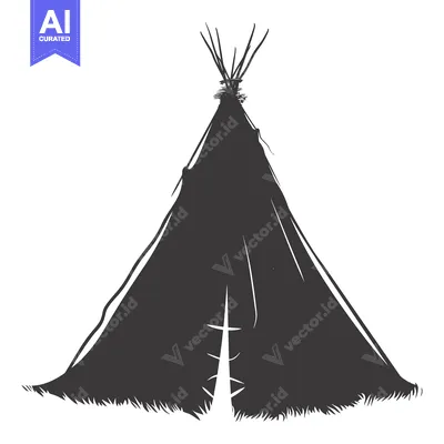 Aset premium populer: A Black and White Silhouette of a Native American Teepee