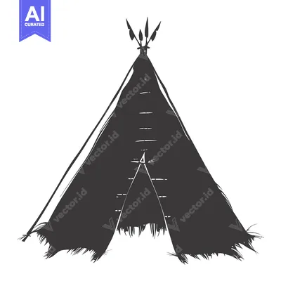 Hand-Drawn Sketch of a Native American Teepee
