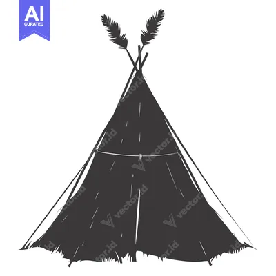 A Silhouetted Teepee with Feathers on Top