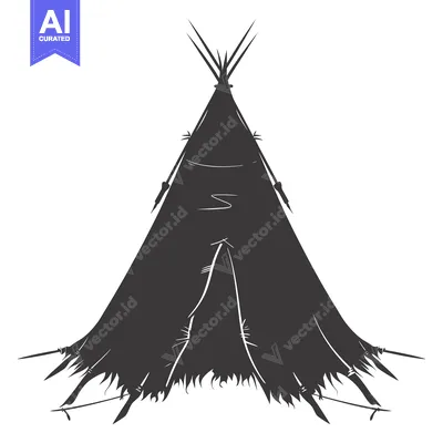 A Silhouette of a Native American Teepee