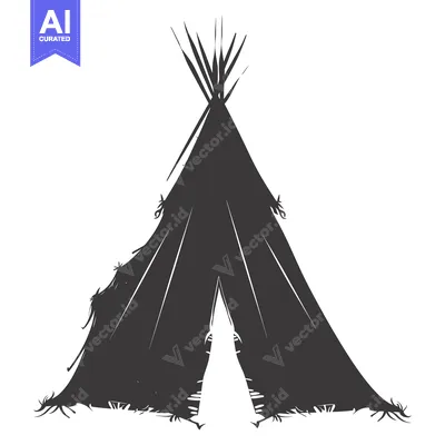 A Black and White Silhouette of a Teepee Tent