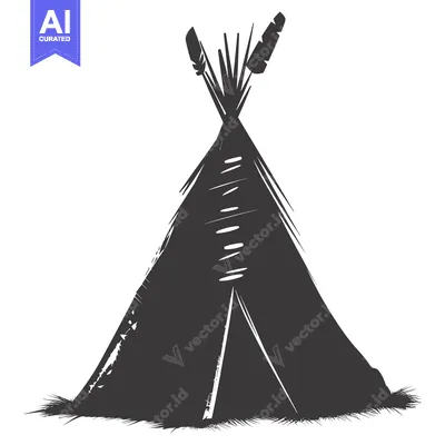 A Silhouetted Teepee With Feathers on Top