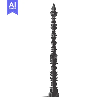 Aset premium populer: Ornate Black and White Silhouette of a Tall, Ornamental Column