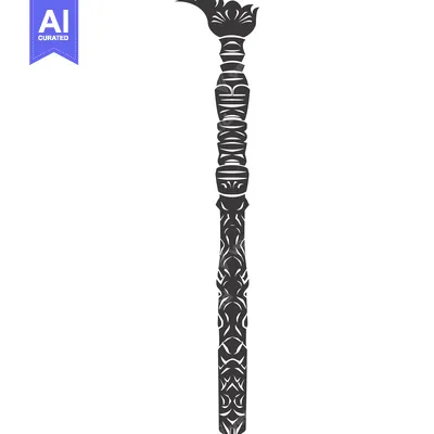 Premium design asset: Ornate Black and White Patterned Column