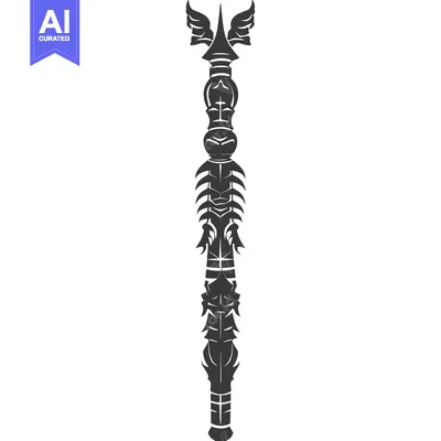 Aset premium populer: Abstract Black and White Design with Winged Spearhead