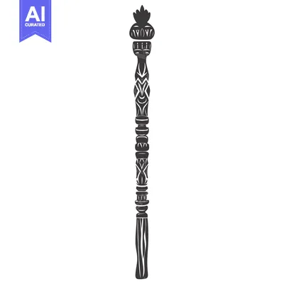 Popular premium asset: Ornate Black and White Staff with a Flower Design at the Top