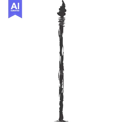 Premium design asset: A Silhouette of a Tall, Thin, and Rough Tree Trunk