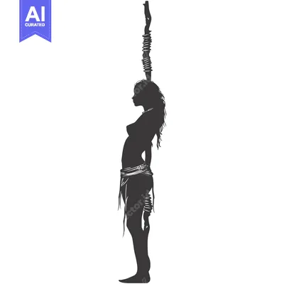 Popular premium asset: Silhouette of a Woman Holding a Branch With Wraps