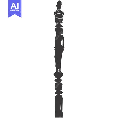Aset desain premium: Silhouette of a Woman Standing on a Tall, Ornate Pillar