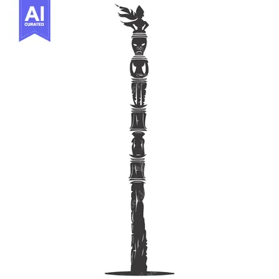 Aset premium populer: Tall Totem Pole with Carved Faces and Designs