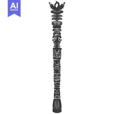 Aset premium populer: Ornate Carved Totem Pole with Geometric Patterns