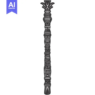 Aset premium populer: Ornate Carved Column with Intricate Geometric Patterns