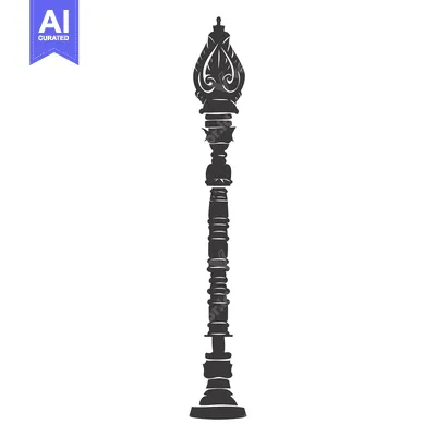 Aset premium populer: Ornate Black and White Silhouette of a Hindu Temple Spire