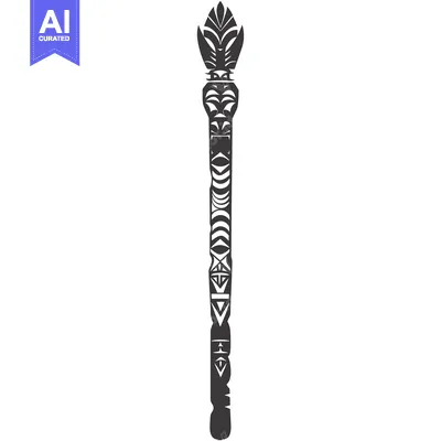 Aset premium populer: Ornate Totem Pole with Geometric Designs and a Bird-like Head