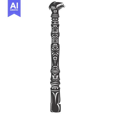 Aset desain premium: Ornate Totem Pole with Bird Figurine on Top