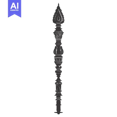Aset desain premium: Ornate Black and White Silhouette of a Tall Architectural Column