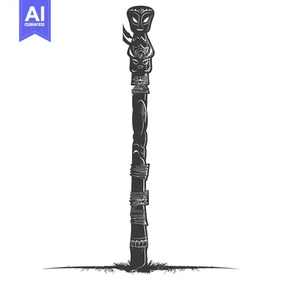 Premium design asset: Carved Totem Pole with Intricate Designs