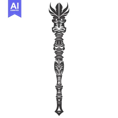 Aset premium populer: Ornate Staff with Tribal Mask and Feathers