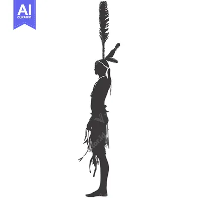 Aset premium populer: Silhouette of a Native American Woman in Traditional Headdress