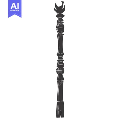 Aset desain premium: Black and White Illustration of a Tall Ornate Column