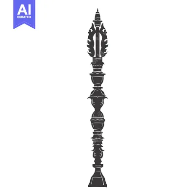 Aset desain premium: A Black and White Silhouette of a Tibetan Dorje