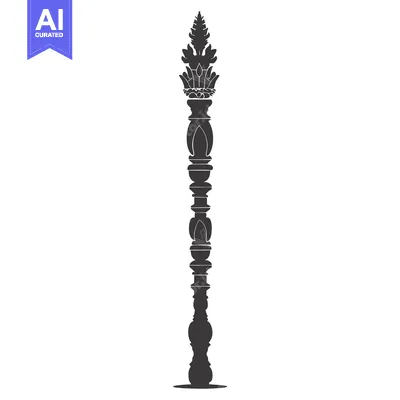 Aset desain premium: Ornate Black and White Silhouette of a Decorative Column