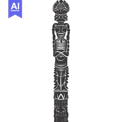 Aset premium populer: A Black and White Illustration of a Totem Pole