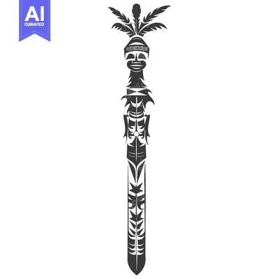 Popular premium asset: Black and White Stylized Totem Pole with Human Face