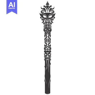 Aset desain premium: Ornate Totem Pole with Carved Faces and Designs