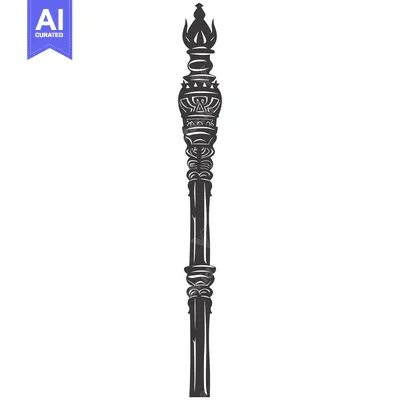 Premium design asset: Ornate Black and White Torch Design