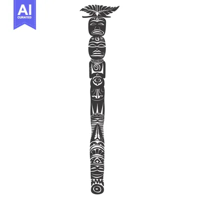 Aset desain premium: Ornate Totem Pole with Multiple Carved Faces