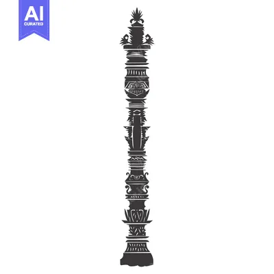 Aset desain premium: Ornate, Tall, Decorative Column with Geometric Patterns