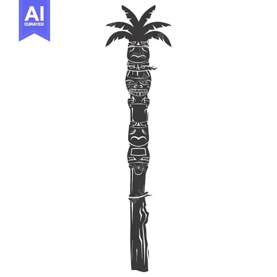 Aset premium populer: A Tall Totem Pole with a Palm Tree on Top