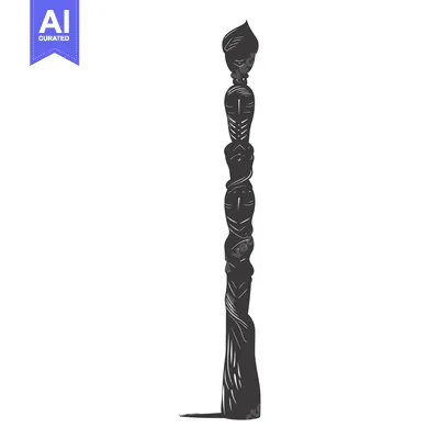 A Black and White Illustration of a Totem Pole