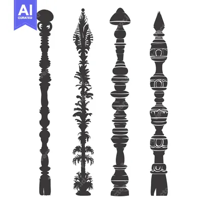 Popular premium asset: Silhouette of Four Ornate Pillars with Unique Designs