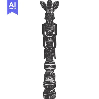 Aset premium populer: Carved Totem Pole with Multiple Figures and Feathers
