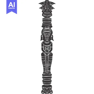 Aset premium populer: Ornate Black and White Illustration of a Stylized Human Figure on a Ta