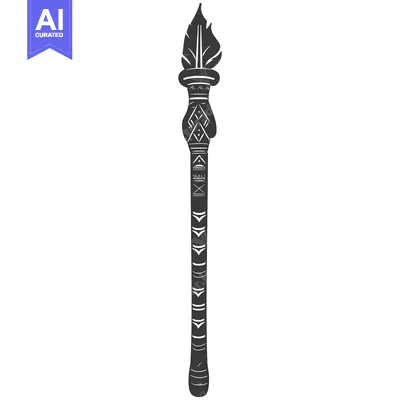 Aset desain premium: A Black and White Illustration of a Tribal Torch