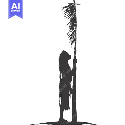 Aset desain premium: Silhouette of a Woman Holding a Palm Tree Branch