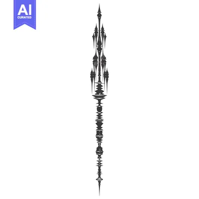 Abstract black and white stylized tower with a pointed top