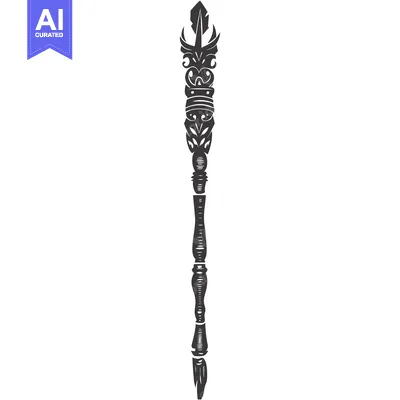Aset premium populer: Ornate Black and White Spear Illustration