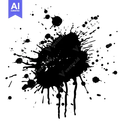 Premium design asset: Black Ink Splashes and Drips on White Background