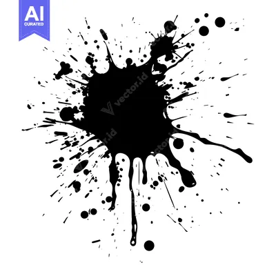 Premium design asset: Black Ink Splashes and Drips on White Background