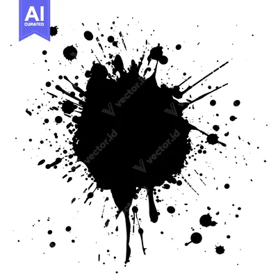 Aset desain premium: Black Ink Splatter on White Background