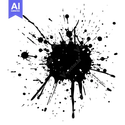 Premium design asset: Abstract black ink splatter on white background