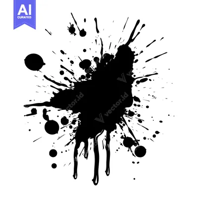 Aset desain premium: Abstract Black Ink Splashes on White Background