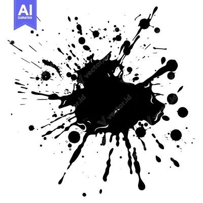 Aset desain premium: A Black Ink Splatter on a White Background